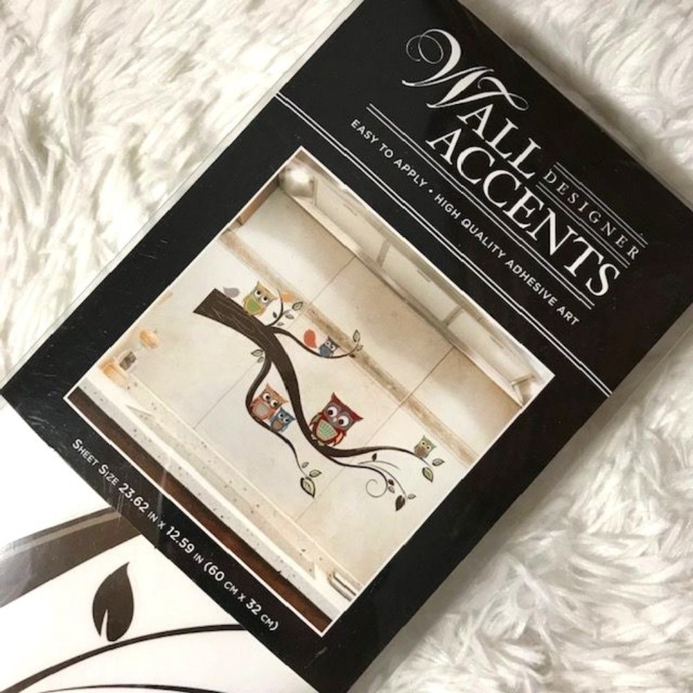 NWOT Designer Wall Accent Vintage Owl Curvy Branch High Quality Adhesive Art